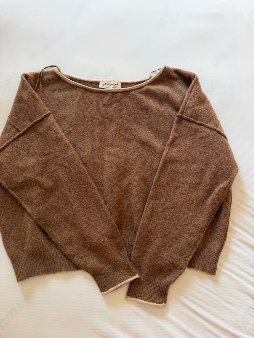 Free People Brown Scoopneck Knit Sweater